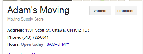 A Adams Moving – Location