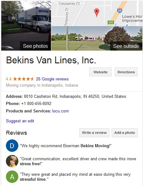 Bekins Van Lines – Location