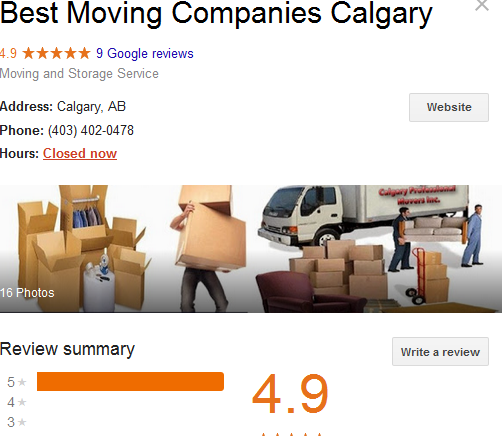 Best Moving Companies Calgary - Google ranking