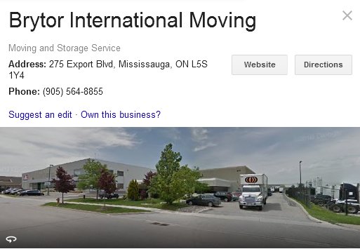 Brytor International Moving - Location