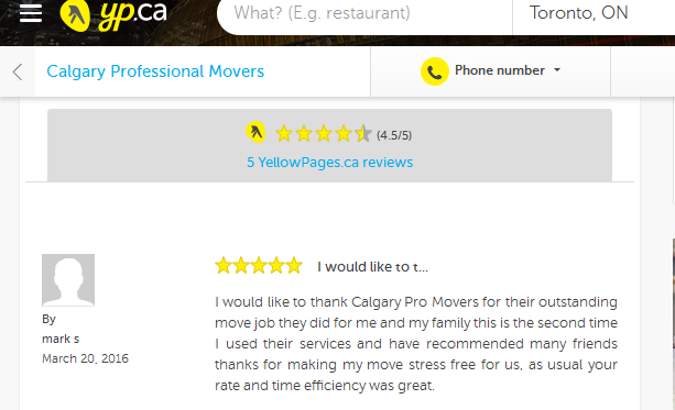 Calgary Professional Movers – Yellow pages.ca review