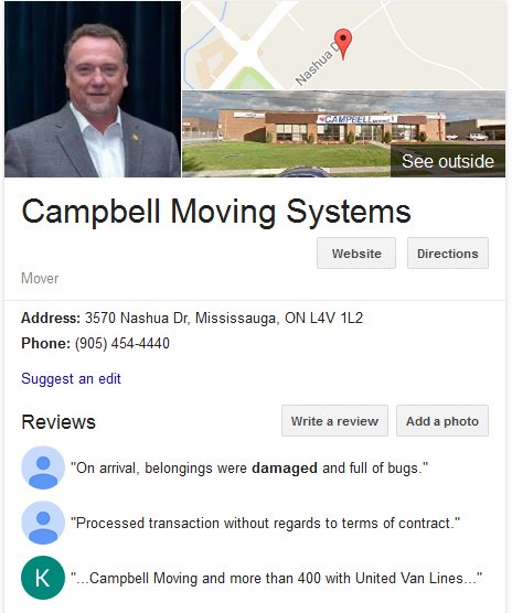 Campbell Moving Systems – Location and reviews