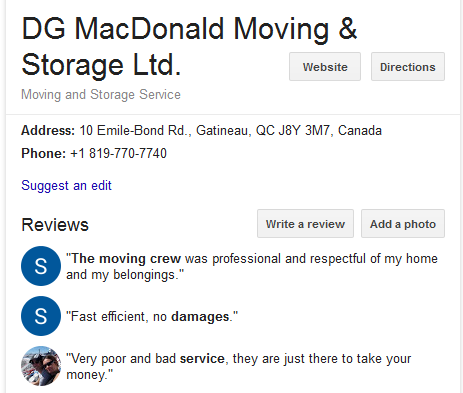 DG MacDonald Moving and Storage – Location and reviews