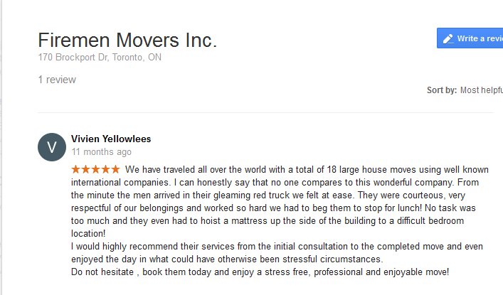 Firemen Movers – Moving review