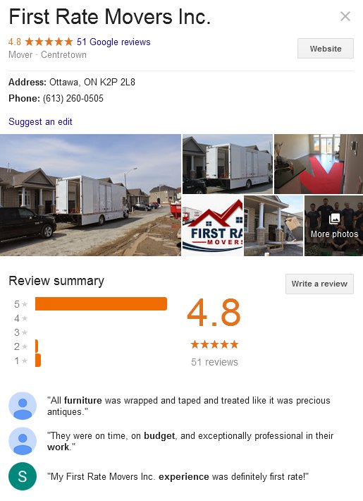 First Rate Movers – Location