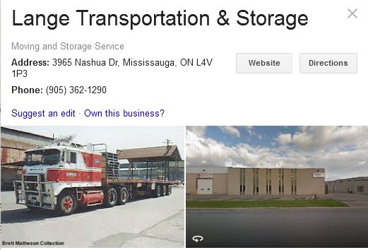 Lange Transportation and Storage - Location
