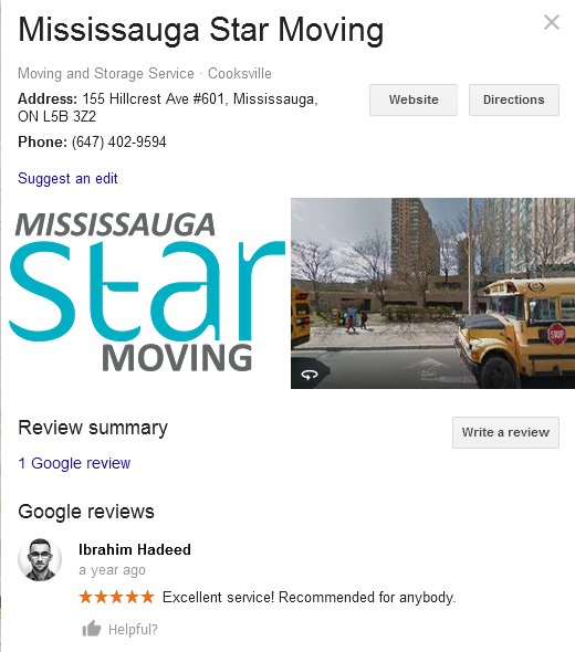 Mississauga Star Moving - Location