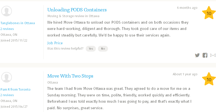 Move Ottawa – Moving reviews