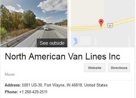 North American Van Lines – Location