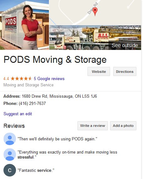 PODS Moving and Storage – Customer reviews