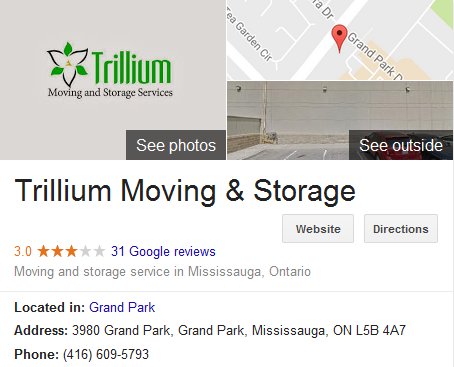 Trillium Moving and Storage – Location