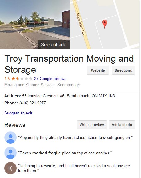 Troy Moving and Storage – Location and reviews