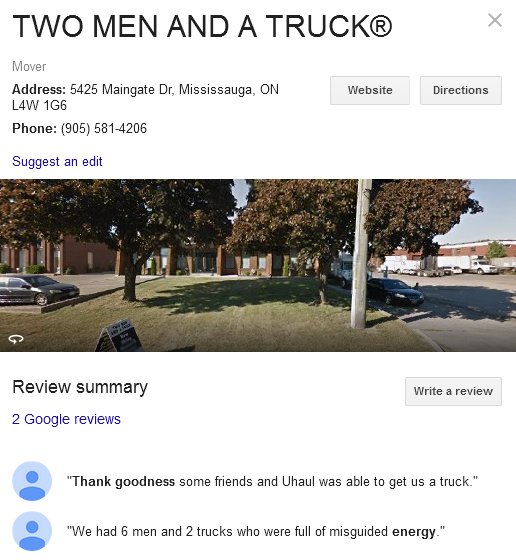 Two Men and a Truck - Location