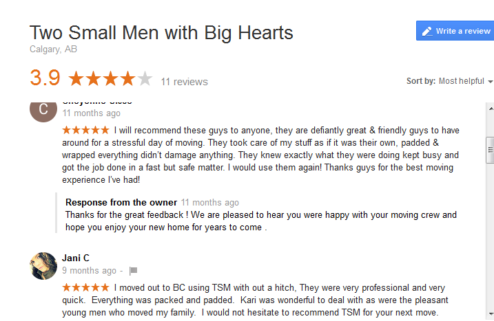 Two small men with big hearts – Google reviews