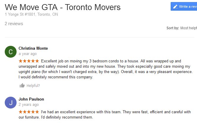 We Move GTA – Moving reviews