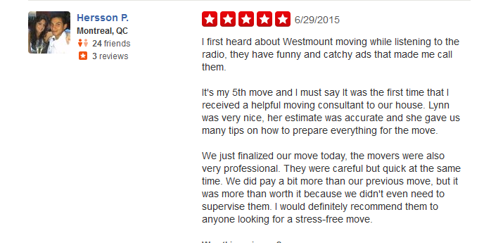 Westmount Moving – Moving review