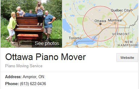 Ottawa Piano Mover - Location