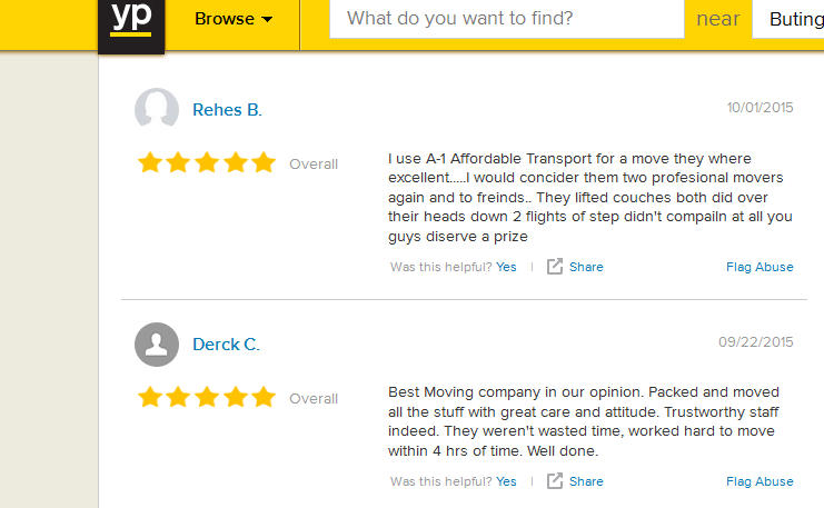 A1 Discount Movers – Yellowpages reviews