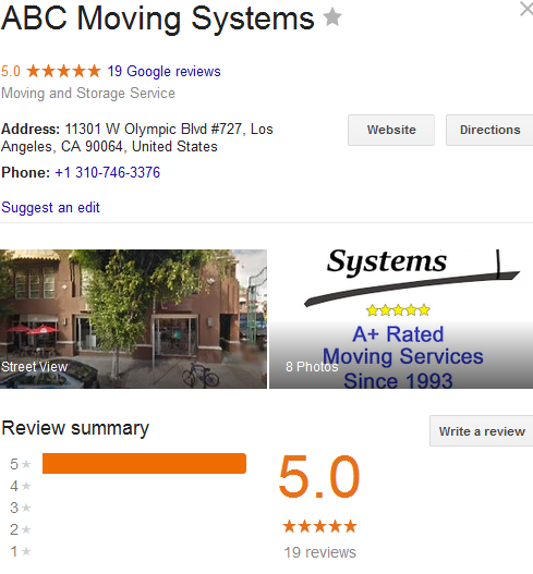 ABC Moving Systems – Movers’ Location and rating