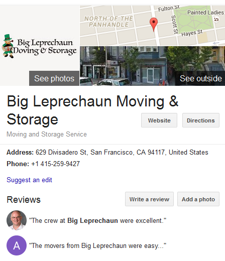 Big Leprechaun Moving and Storage – Movers’ Location