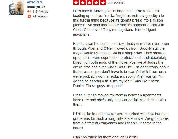 Clean Cut Movers NYC – Customer review