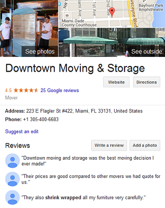 Downtown Moving and Storage – Movers’ Location