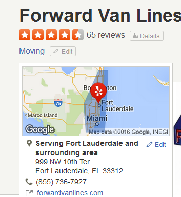 Forward Van Lines – Movers’ Location