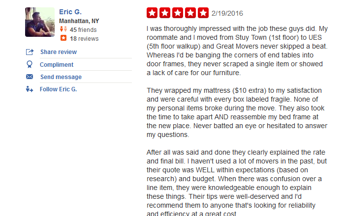 Great Movers – Customer review