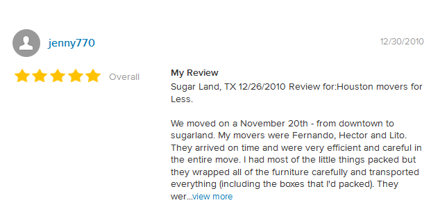 Houston Movers for Less – Yellowpages review