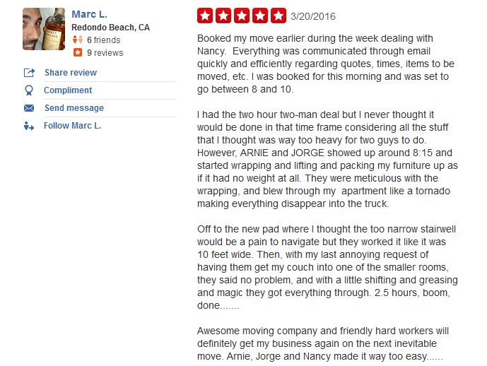 Man with a Truck Moving –Moving Company Customer review