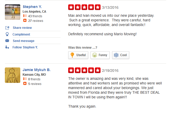 Mario Moving – Moving company customer reviews