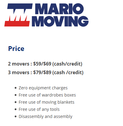 Mario Moving – Moving rates