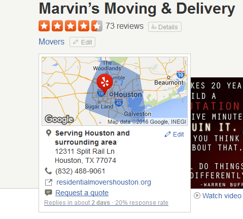 Marvin’s Moving and Delivery – Location