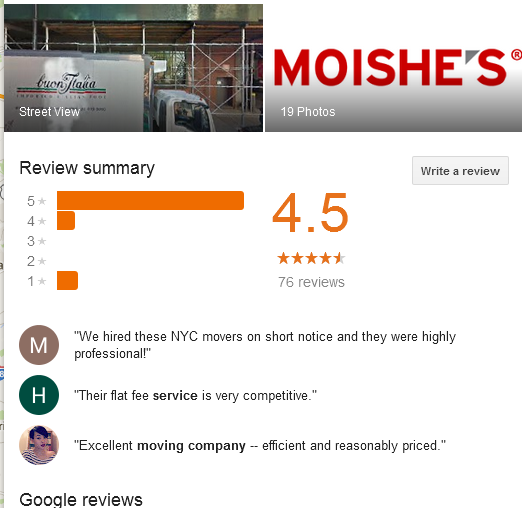 Moishe’s Moving and Storage – Rating and Reviews