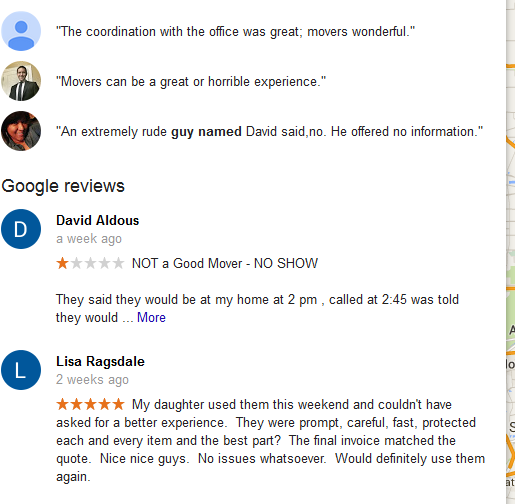 Nationwide Movers – Google reviews