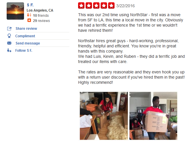 NorthStar Movers - customer review