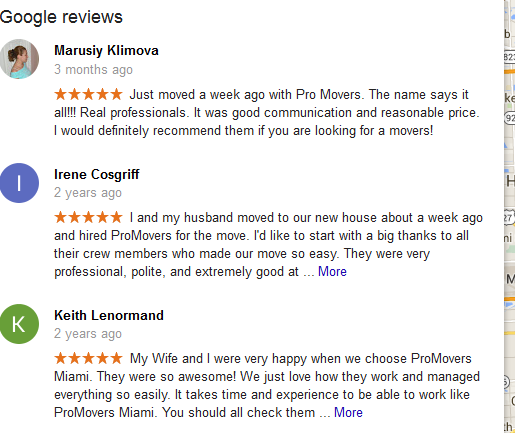 Pro Miami Movers – customer reviews