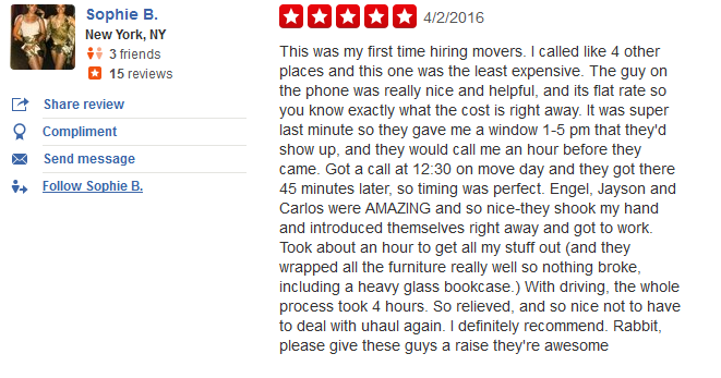 Rabbit Movers – Customer review