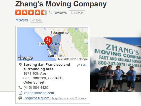 Zhang’s Moving – Movers’ Location