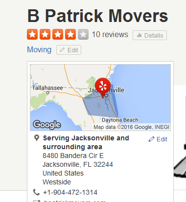 B Patrick Movers – Movers’ location