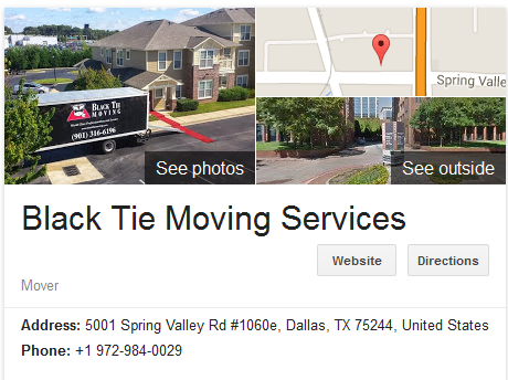 Black Tie Moving Services – Movers’ location