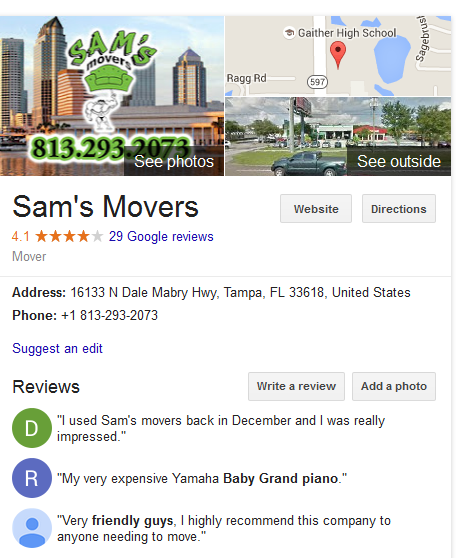 Sam’s Movers – Movers’ location