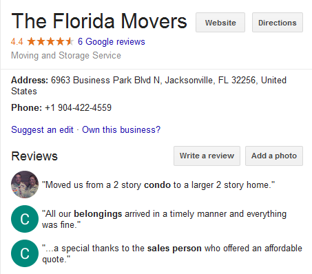 The Florida Movers – Movers’ location