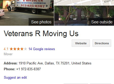 Veterans R Moving Us – Movers’ location