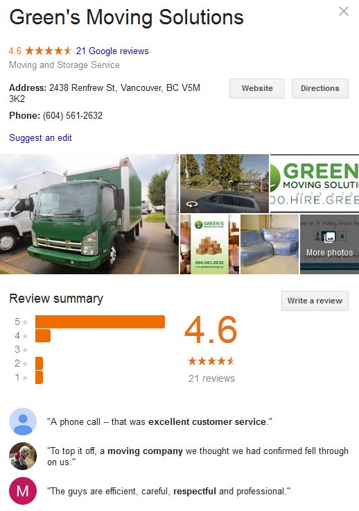 Green’s Moving Solutions – Location and Moving reviews