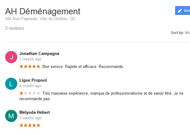 AH Demenagement – Moving reviews