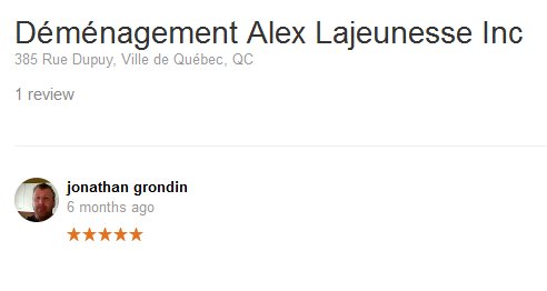 Demenagement Alex Lajeunesse Inc. – Moving review