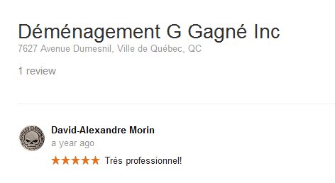Demenagement G Gagne Inc. – Moving review