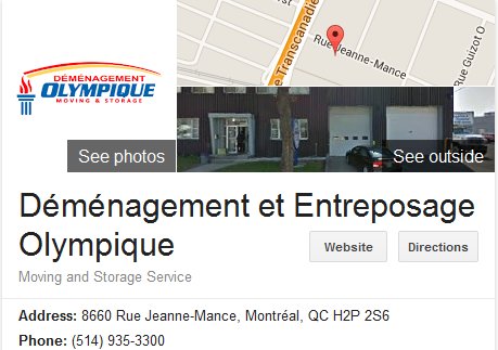 Demenagement Olympique – Location and moving reviews