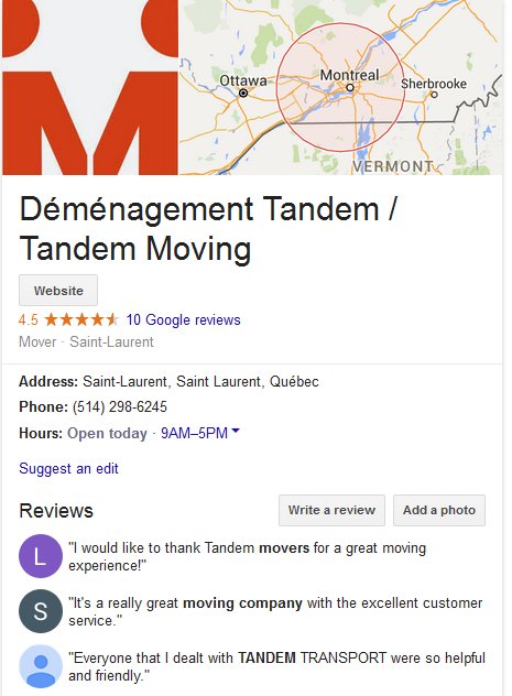 Tandem Moving – Location and moving reviews